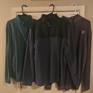 Men's Blue and Black Quarter-Zip Sweatshirt